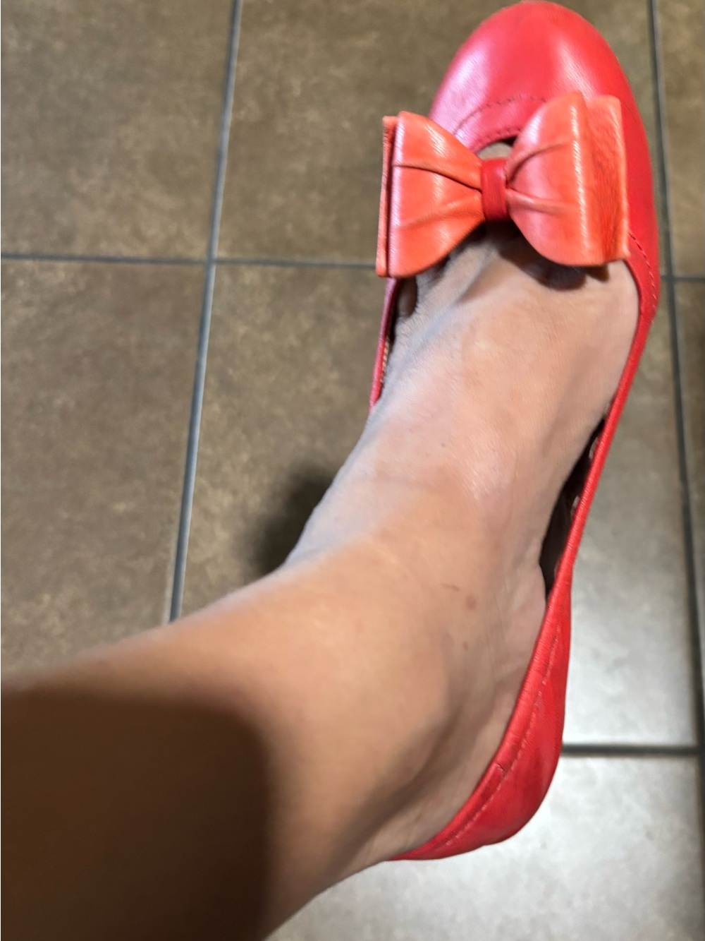 Miu Miu Coral Red Bow Leather Ballet Flat - Picture 3 of 16